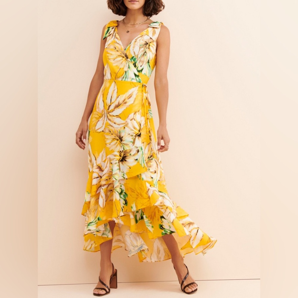 Anthropologie Adelyn Rae Nia Floral Wrap Maxi Dress